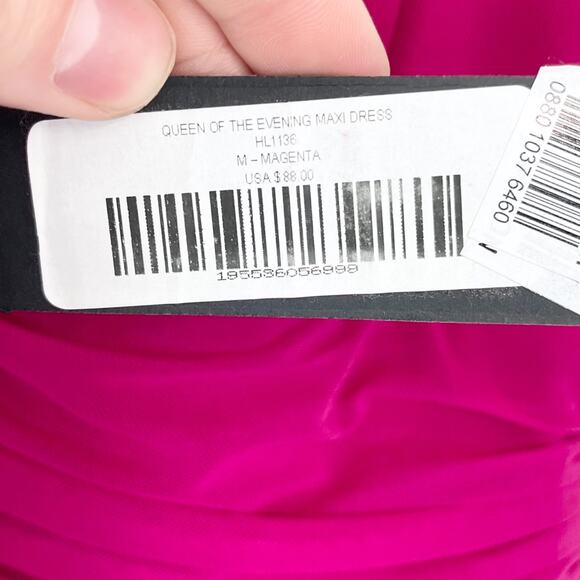 Lulu's NWT Women's Queen of the Evening Magenta Maxi Evening Dress - Size Medium - Picture 5 of 6